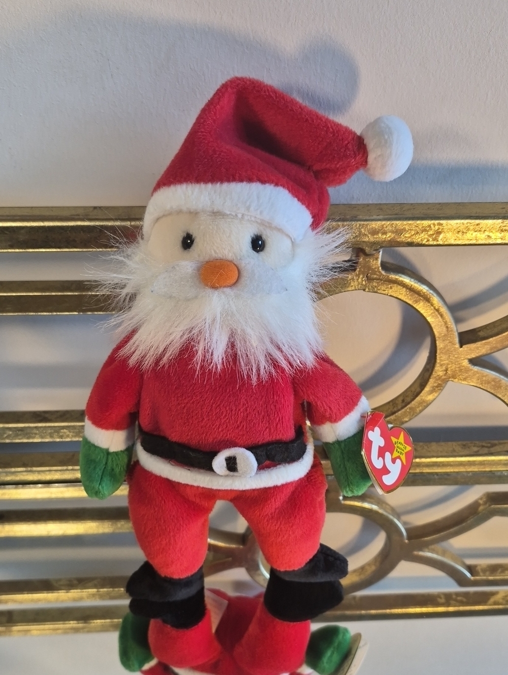 Ty Original Beanie Babies-Santa 1998 Plush, 9", Red & White.